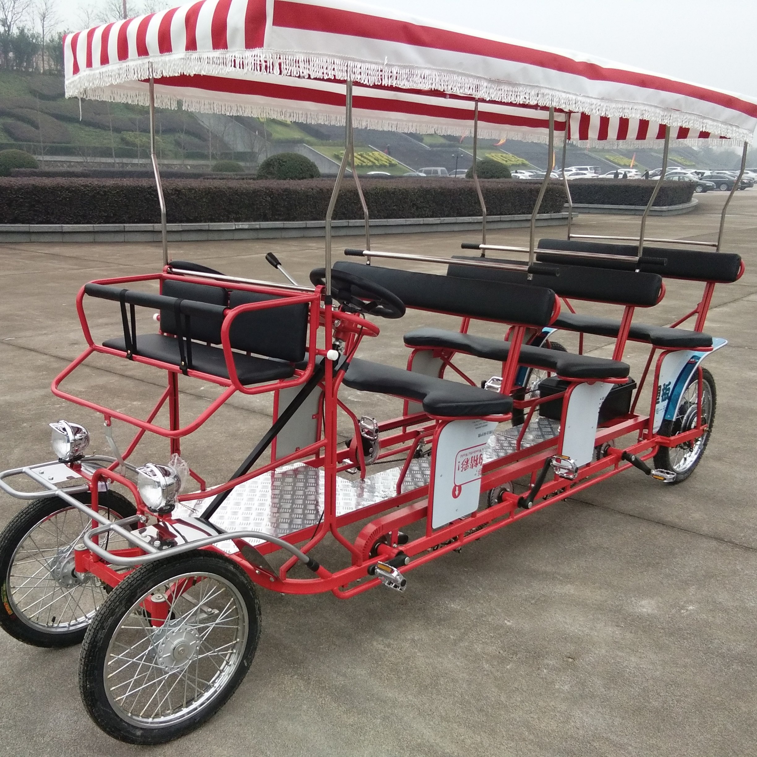 DELUXE 6PERSONS ELECTRIC SURREY BIKE WITH LED LIGHT QUADRICYCLE